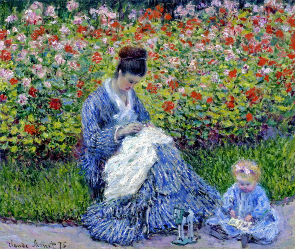 Obraz - Pani Monet i dziecko - Camille Monet and a Child in the Artist’s Garden in Argenteuil