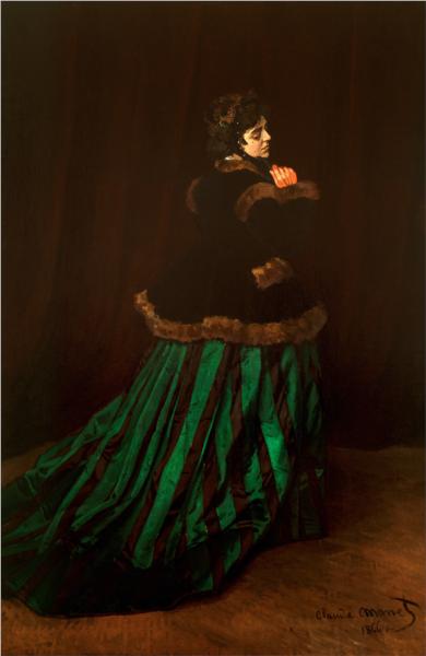 Obraz Claud'a Moneta - Kobieta w zielonej sukni - znany też jako Camille